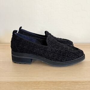 Rothy's The Lug Loafer Black Bouclé Knit Slip-On Women's Shoes Size 8.5‎